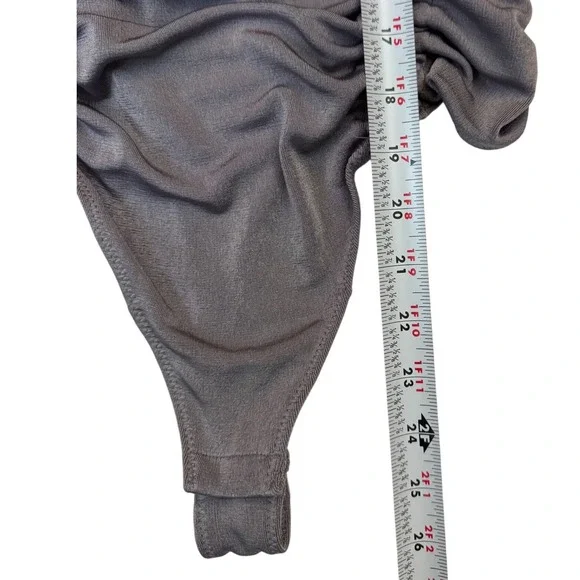 Free People Intimately Meant To Be Bodysuit Lavender Ruched Long Sleeve Cuff M - Picture 7 of 8